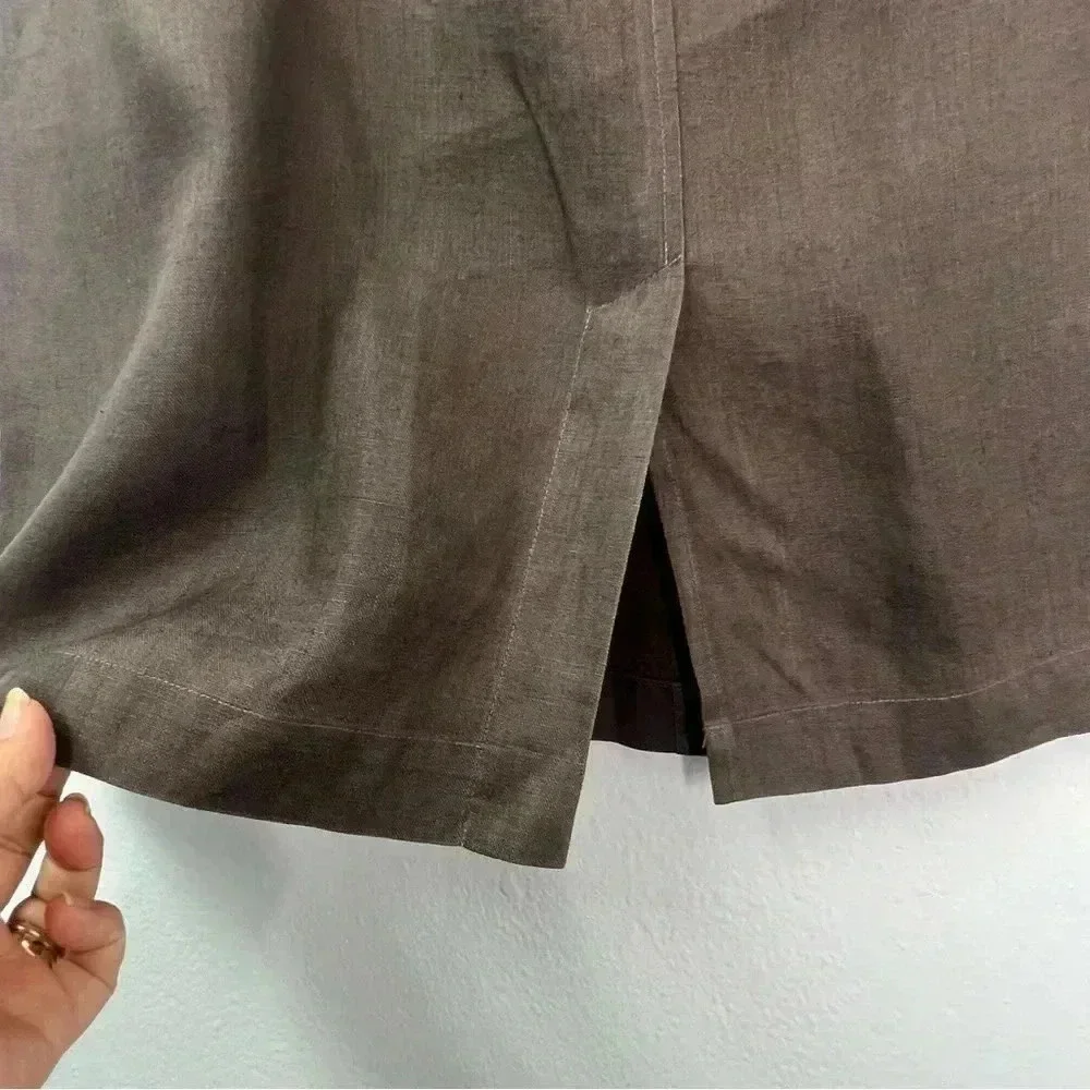 Tyler Böe 100% Linen Skirt‎ Front Slit Pockets Sz 14
